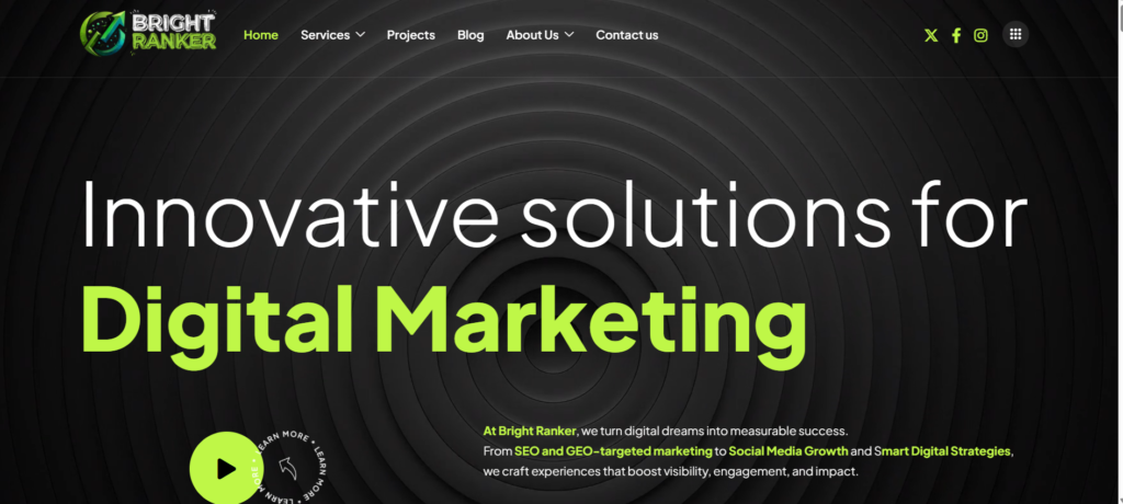 Brightranker.com content, SEO and SMM project screenshot