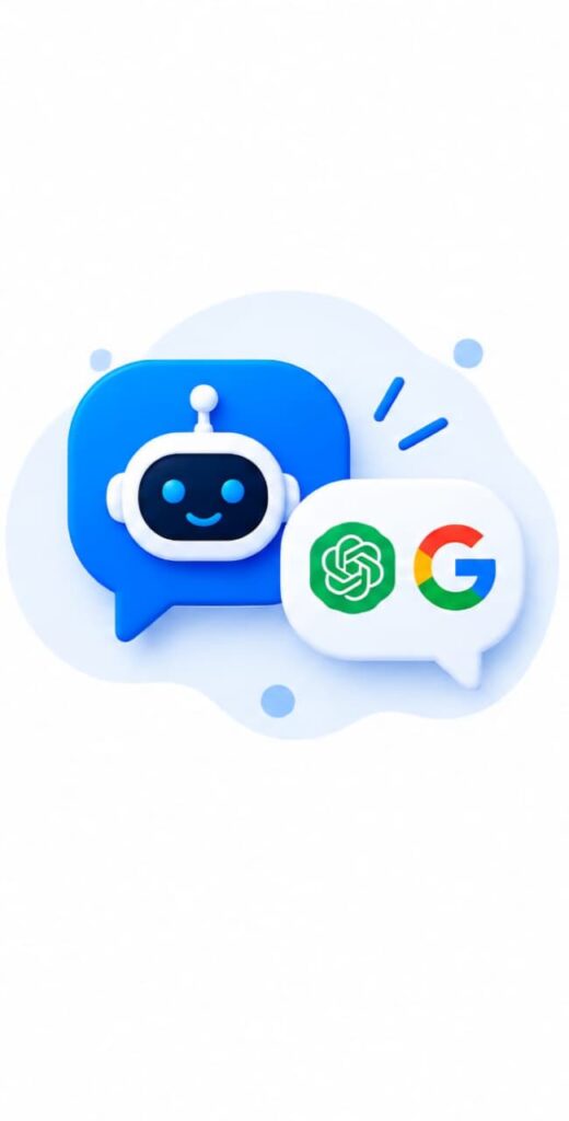 AEO and GEO AI visibility icon with AI chatbot and search engine symbols