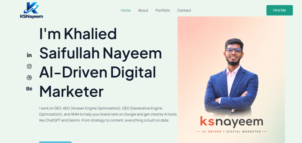 KS Nayeem SEO and AI marketing website homepage screenshot